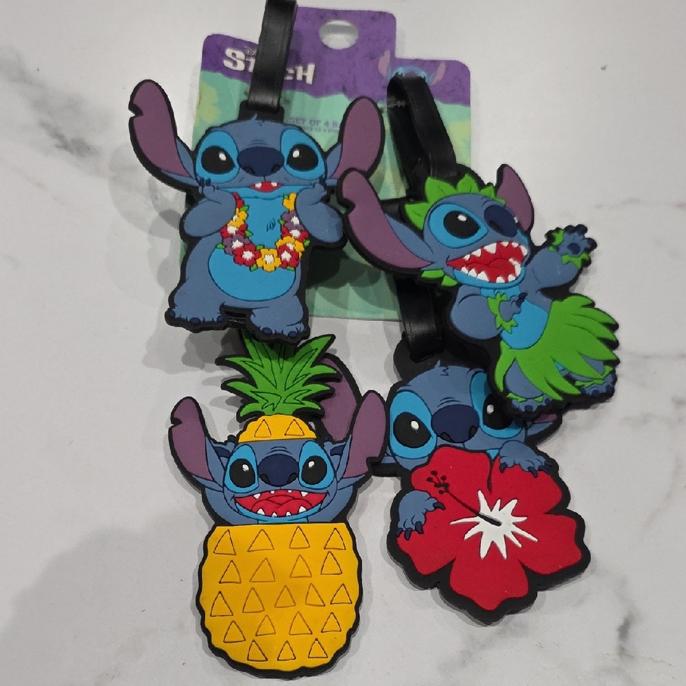 Disney Park Lilo & Stitch Rubber Plastic Stitch Luggage Tag Set of 3 Collectible
